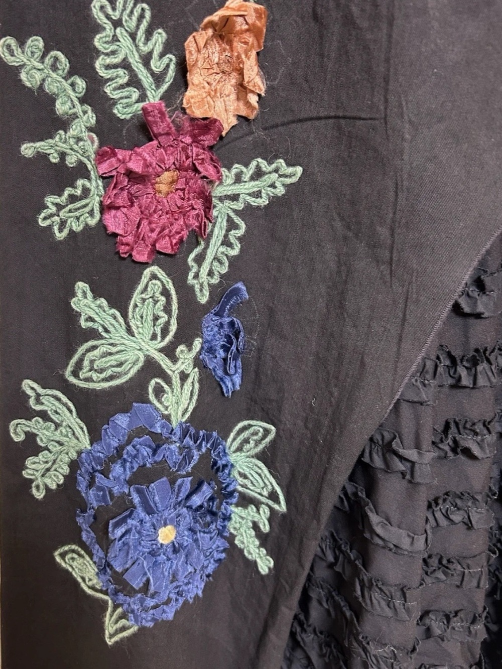 Trelise Cooper Black Cotton Floral Embroidered Midi Dress Size 8 NZ or US 4 - Picture 5 of 7